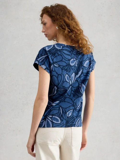 T-SHIRT À COL CASSÉ NINA - Blue Pr - 52 Image 4