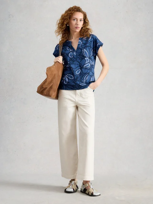 T-SHIRT À COL CASSÉ NINA - Blue Pr - 52 Image 2