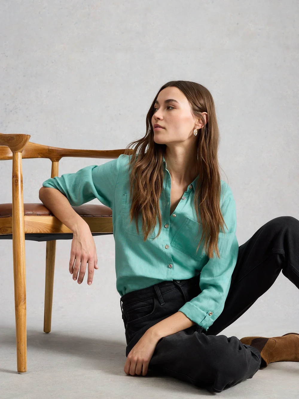 Chemise en lin Sophie - Mid Teal - 52 Image 1