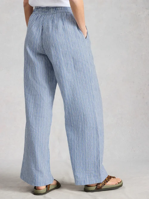 Pantalon large en lin Ally - Blue Mlt - 52/R Image 4
