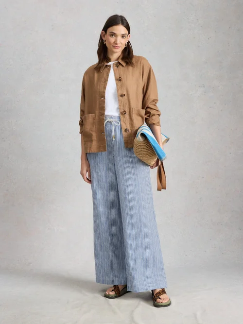Pantalon large en lin Ally - Blue Mlt - 52/R Image 2