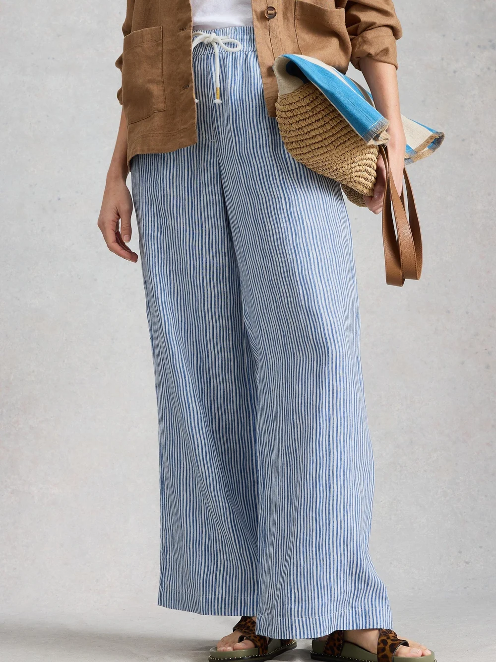 Pantalon large en lin Ally - Blue Mlt - 52/R Image 1