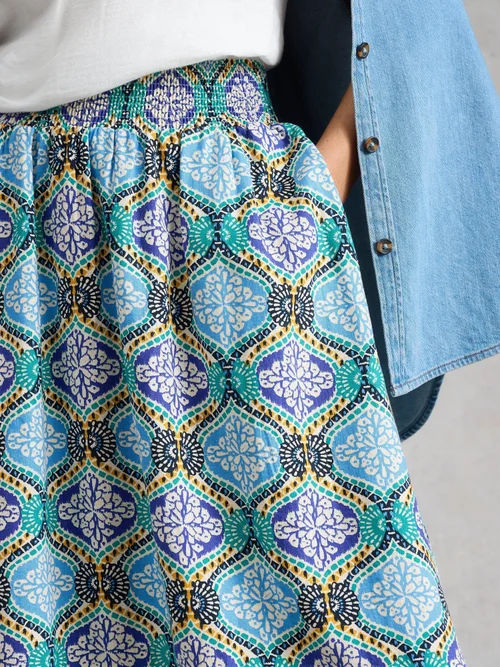 Jupe midi Shelly en lin mélangé - Blue Mlt - 52/R Image 3