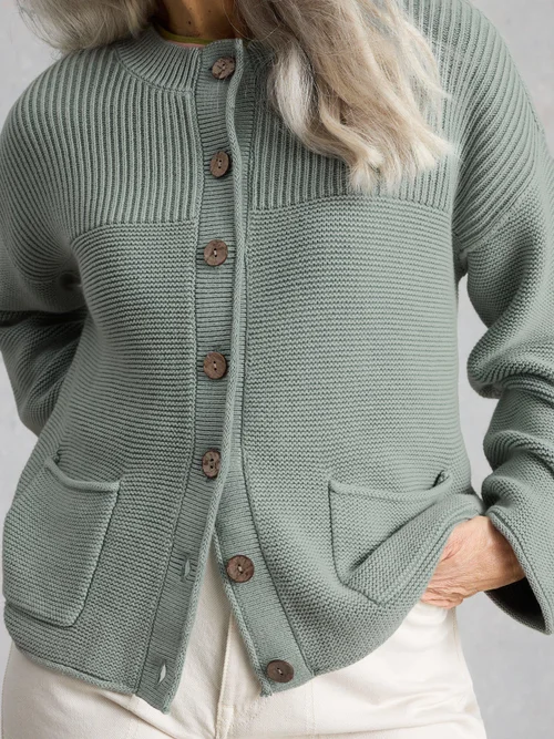 GIGI WASHED CARDI - Mid Green - 50 Image 3