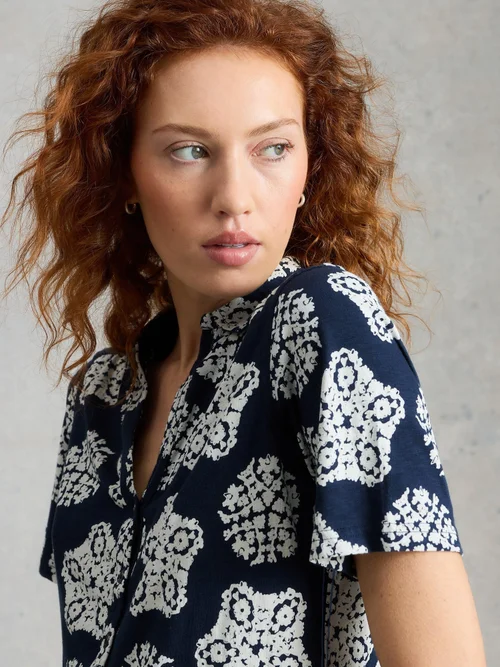 Chemise en jersey Annie manches courtes - Navy Pr - 52 Image 1