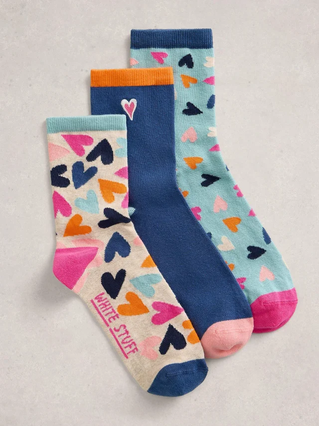 Lot de 3 paires de chaussettes à cœur