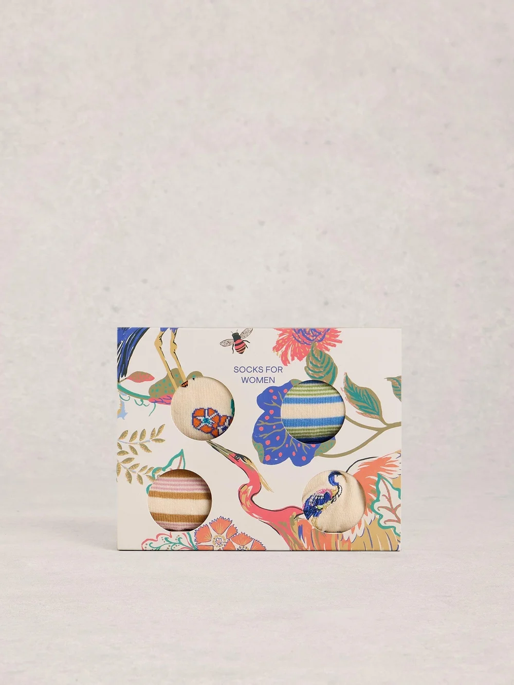 Lot de 4 paires de chaussettes à rayures et imprimé floral - Nat Mlt - 39-41 Image 1