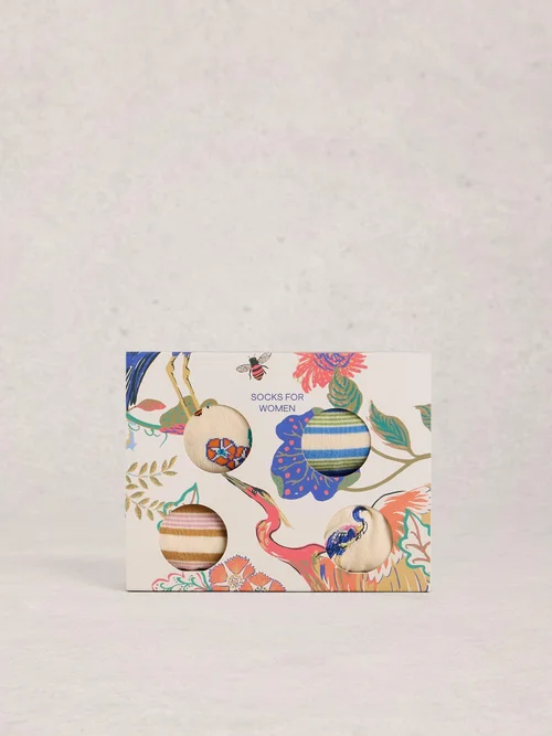 Lot de 4 paires de chaussettes à rayures et imprimé floral - Nat Mlt - 39-41 Image 1