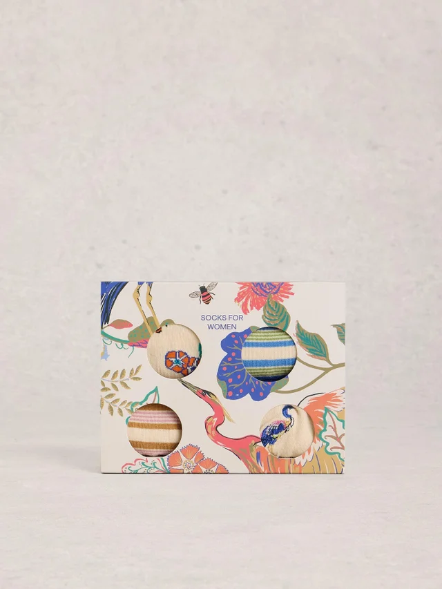 Lot de 4 paires de chaussettes à rayures imprimé floral