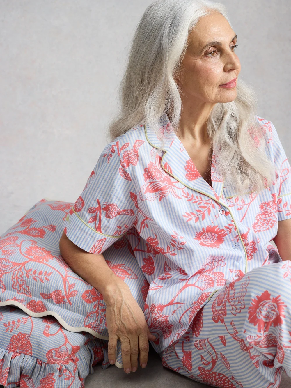 Chemise de pyjama légère Nina manches courtes - Blue Pr - XL Image 1