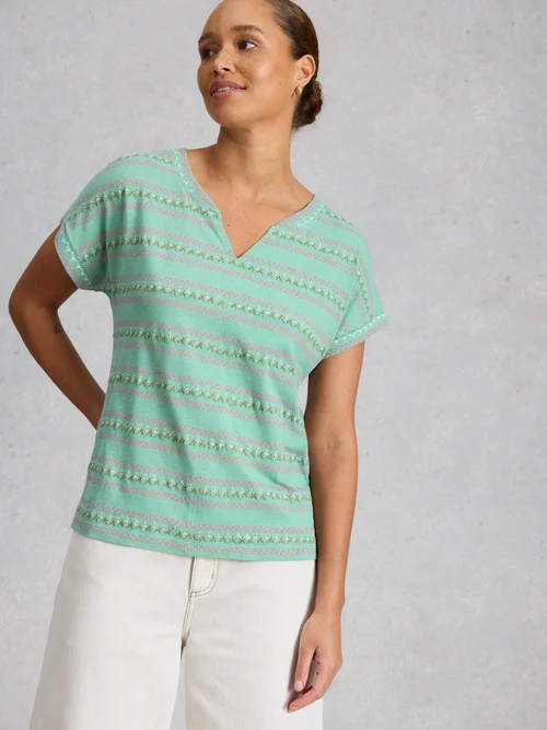 T-SHIRT BRODÉ À IMPRIMÉ NELLY - Teal Mlt - 52 Image 3