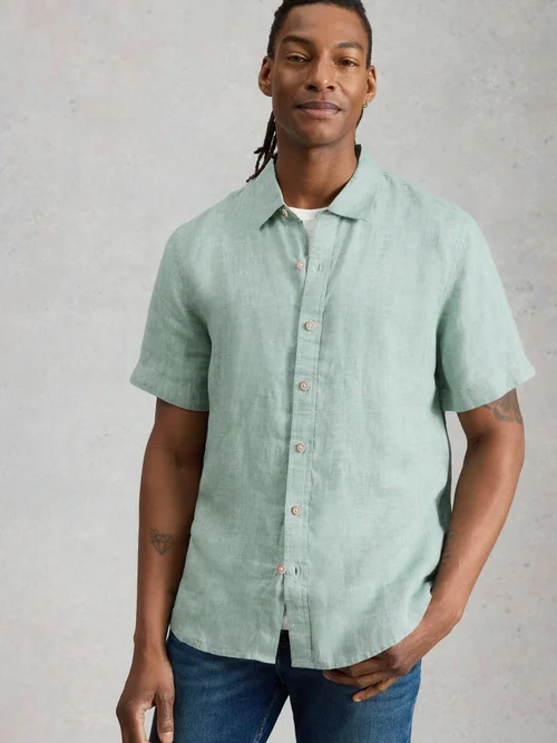 Chemise Keswick Ss En Lin - Mid Green - XXL Image 3