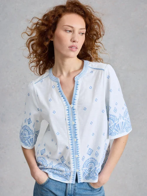 Top brodé à bordure Lizzie - White Pr - 46 Image 3