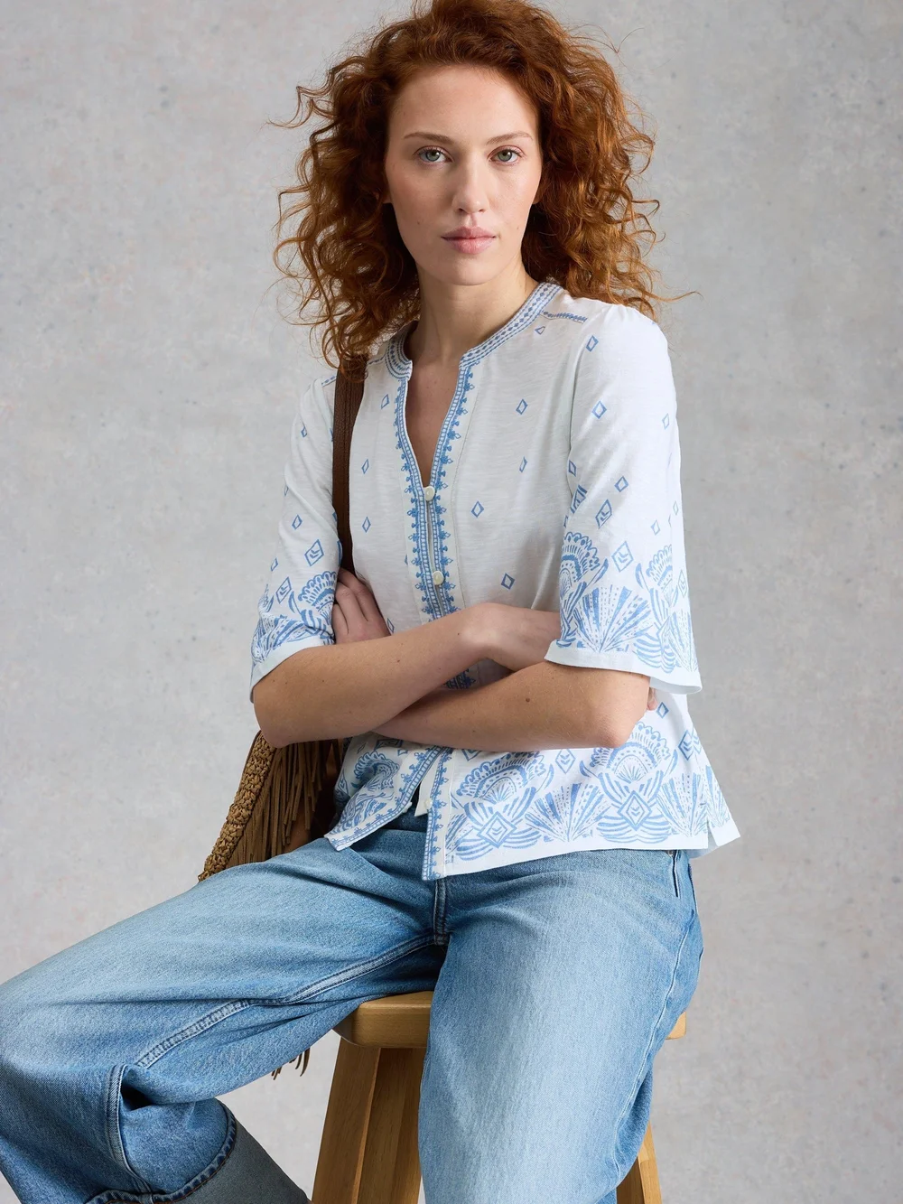 Top brodé à bordure Lizzie - White Pr - 46 Image 1