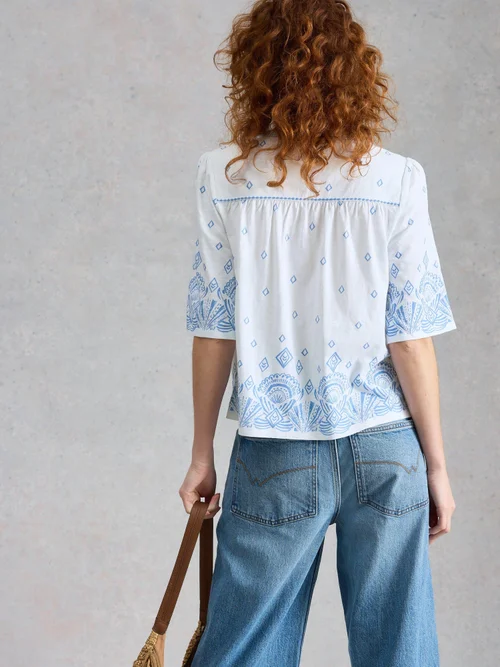 Top brodé à bordure Lizzie - White Pr - 46 Image 4