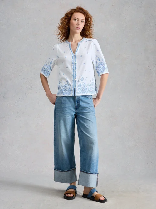 Top brodé à bordure Lizzie - White Pr - 46 Image 2