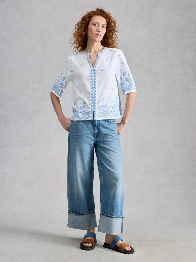 Top brodé à bordure Lizzie