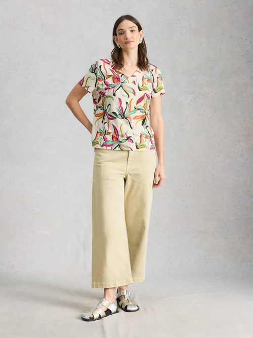 T-shirt en lin à col en V Susie - Ivory Pr - 52 Image 2