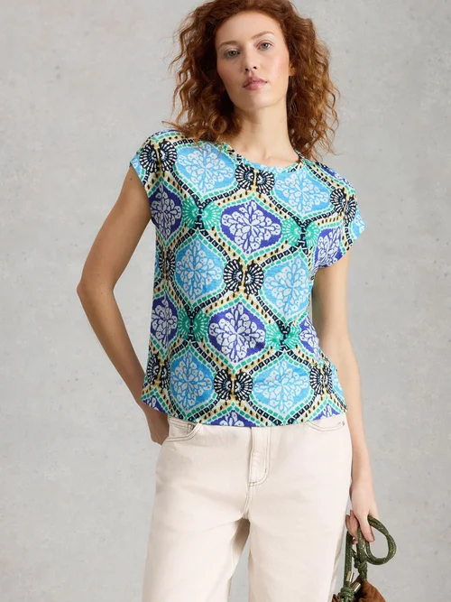 Leinen-T-Shirt Rowan - Blue Pr - 46 Image 3