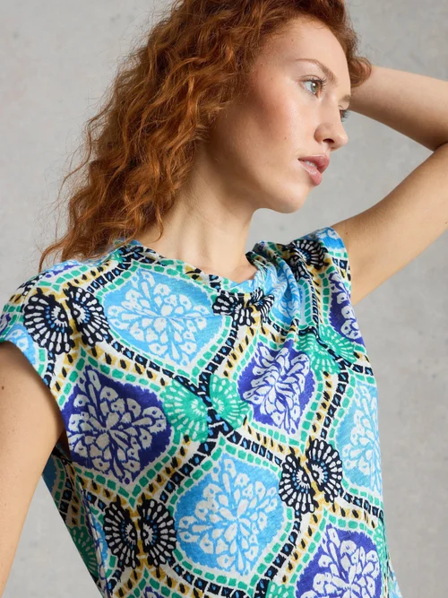 Leinen-T-Shirt Rowan - Blue Pr - 46 Image 1