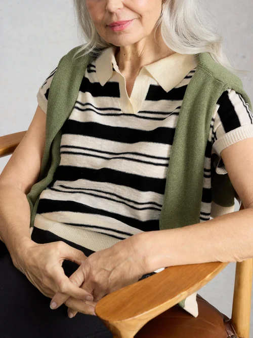 Polo en lin rayé Ginni - Ivory Mlt - 52 Image 3