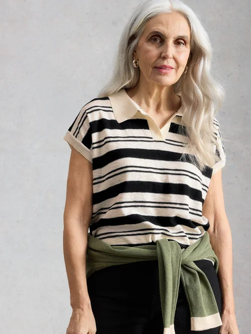 Polo en lin rayé Ginni - Ivory Mlt - 52 Image 1