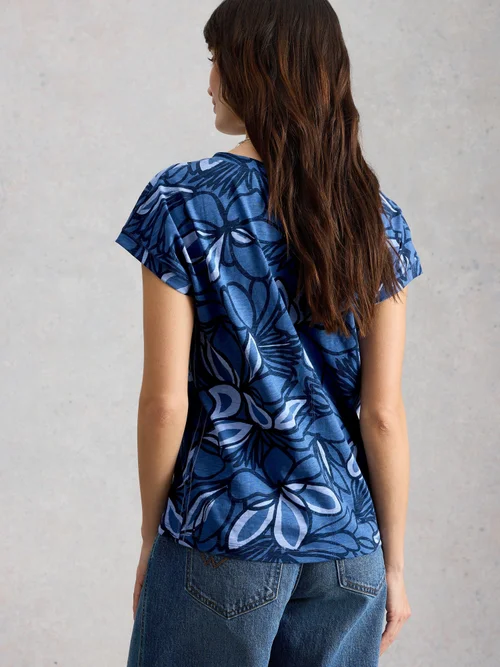 T-SHIRT À COL CASSÉ NELLY - Blue Pr - 52 Image 4