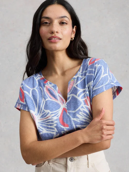 Tee-shirt Nelly à col en V - Teal Pr - 48 Image 3