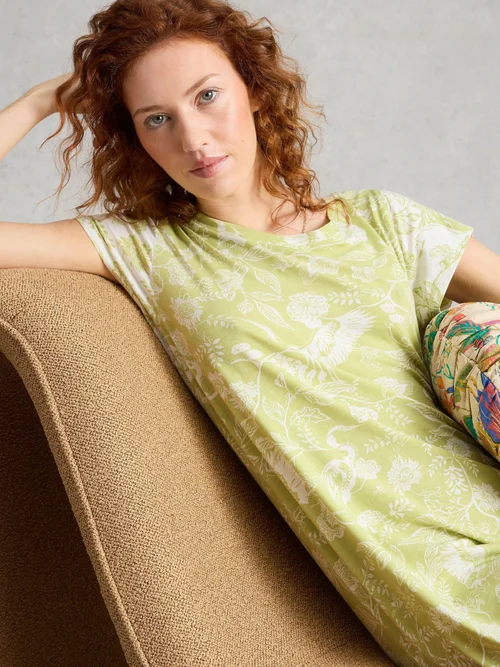 Nuisette midi Evane en jersey - Green Pr - S Image 1