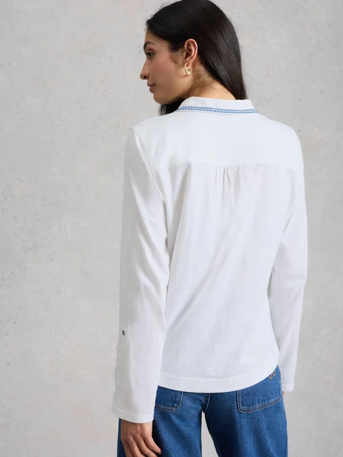 Chemise Allie en jersey brodée - White Mlt - 52 Image 4