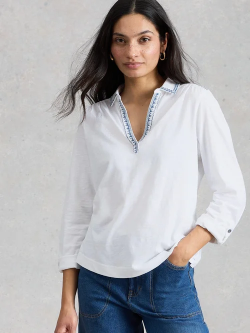 Chemise Allie en jersey brodée - White Mlt - 52 Image 3