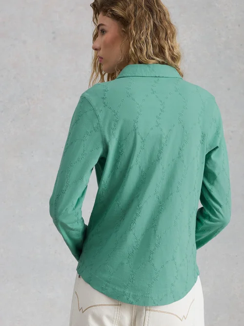 Bestickte Jerseybluse Annie - Mid Teal - 48 Image 4
