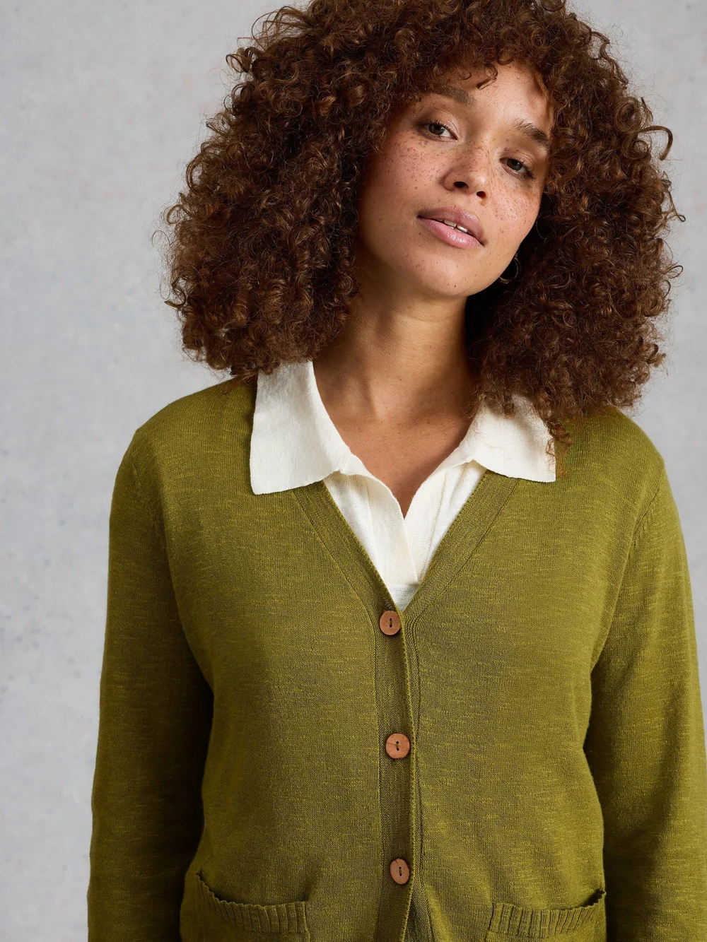 Cardigan Nova en mélange de lin - Mid Green - 52 Image 1