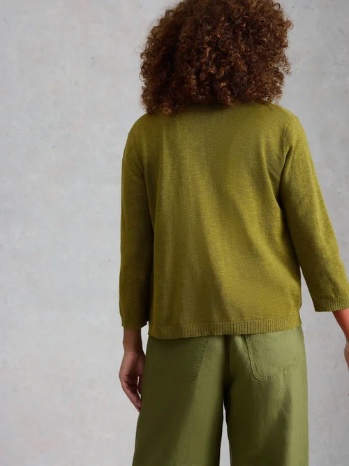 Cardigan Nova en mélange de lin - Mid Green - 52 Image 4