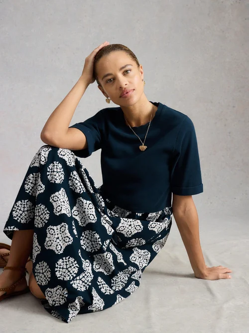 Robe Shay en jersey mélangé - Navy Multi - 52/R Image 1