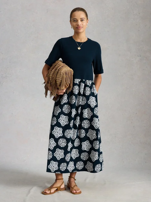 Robe Shay en jersey mélangé - Navy Multi - 52/R Image 2