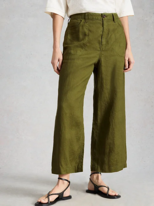 7/8-Leinenhose Tia mit weitem Bein - Mid Green - 52/R Image 3
