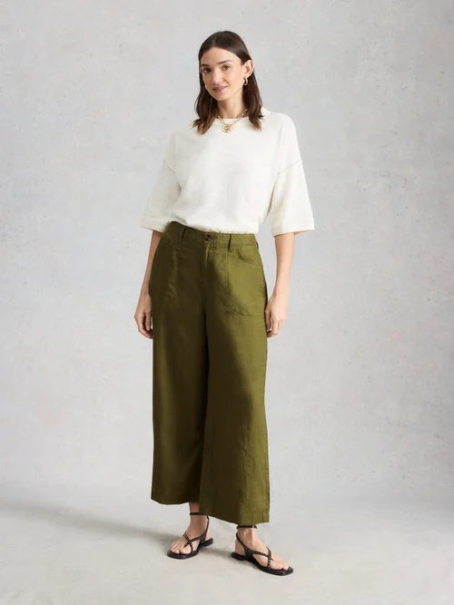 7/8-Leinenhose Tia mit weitem Bein - Mid Green - 52/R Image 2