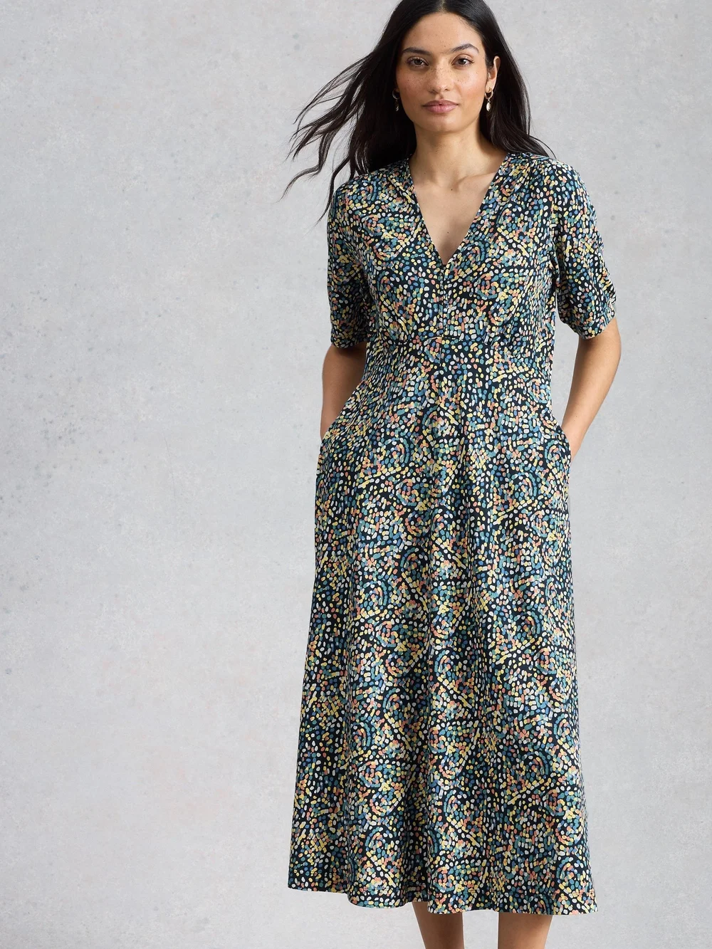 Robe Megan en jersey - Navy Multi - 48/R Image 1