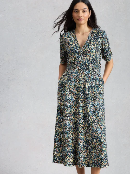 Robe Megan en jersey - Navy Multi - 52/R Image 3