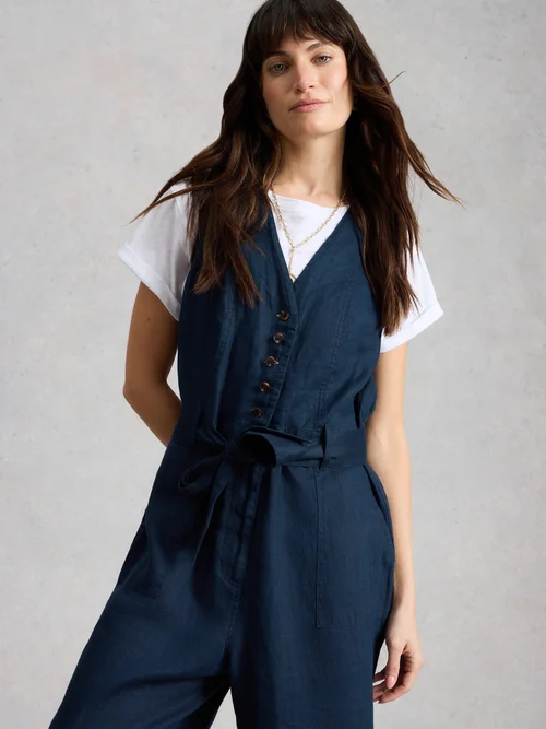 Combinaison Betty en lin - Dark Navy - 52/R Image 3