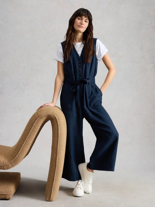 Combinaison Betty en lin - Dark Navy - 52/R Image 1
