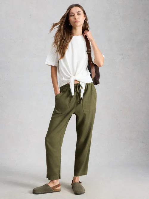 Pantalon en mélange de lin Elle - Khaki Grn - 52/R Image 2