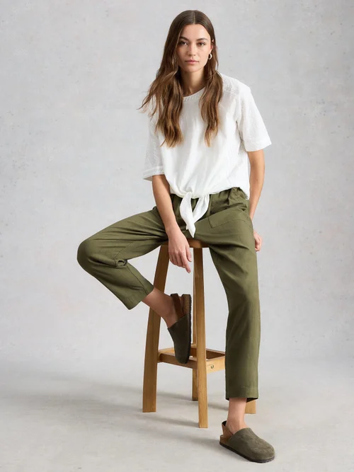 Pantalon en mélange de lin Elle - Khaki Grn - 52/R Image 3