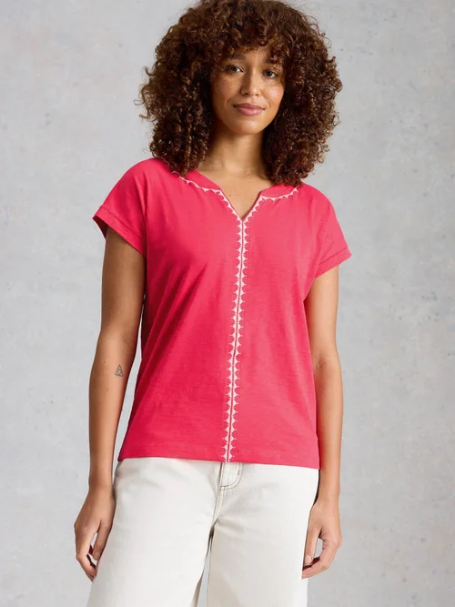 T-shirt brodé uni Nelly - Brt Pink - 52 Image 3