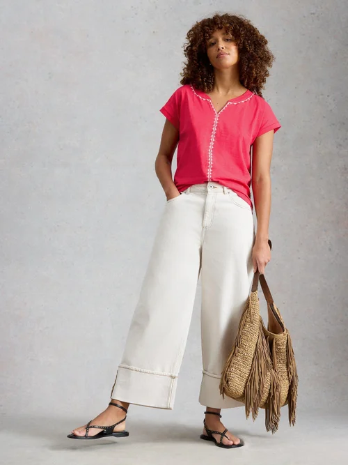 T-shirt brodé uni Nelly - Brt Pink - 52 Image 2