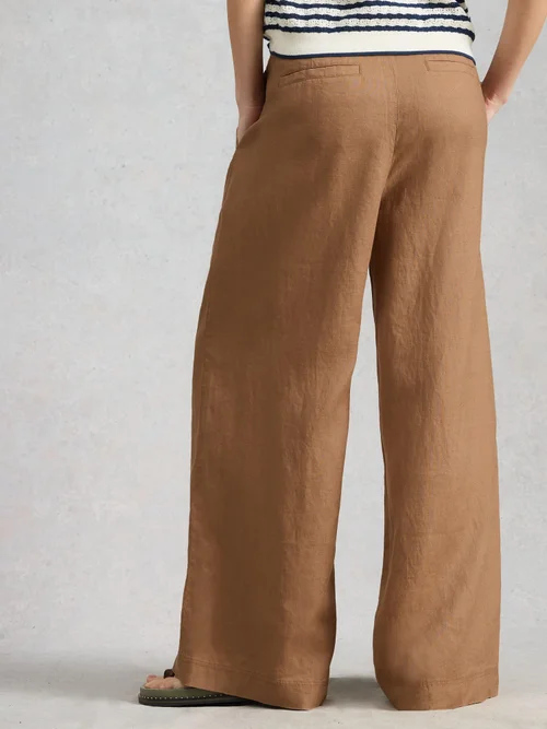 Pantalon en lin à jambes larges Sasha - Mid Tan - 52/R Image 4