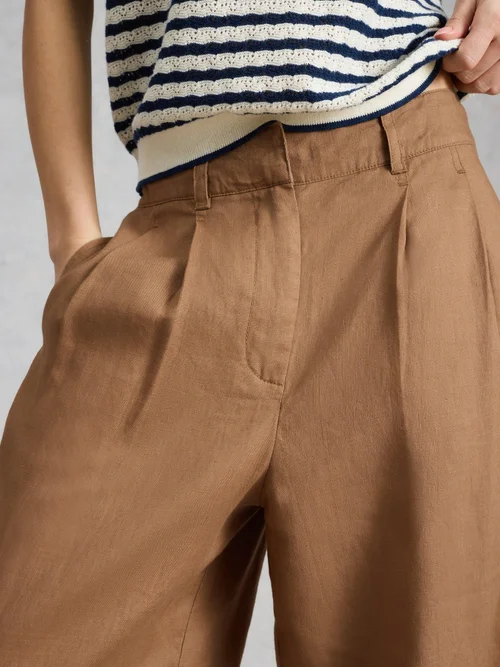Pantalon en lin à jambes larges Sasha - Mid Tan - 52/R Image 3
