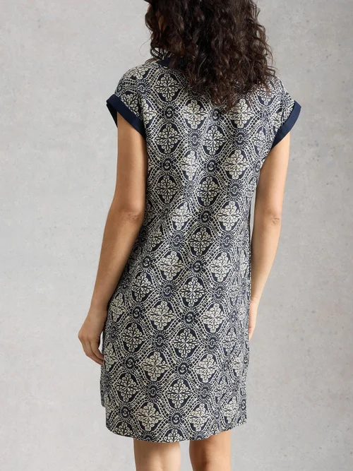 Robe Jilly en lin - Navy Multi - 52/R Image 4