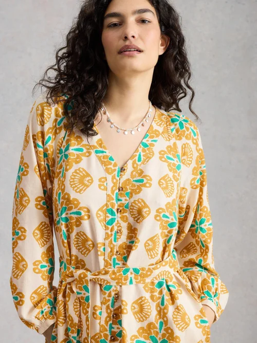 Robe en mélange de lin Petra - Yellow Pr - 44/R Image 3